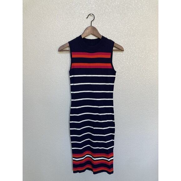 NWOT Eliza J Striped Knit Bodycon Blue Sheath Dress size XS sleeveless nautical - Picture 1 of 6